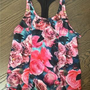 lululemon athletica Pink and Green Floral Tank Top